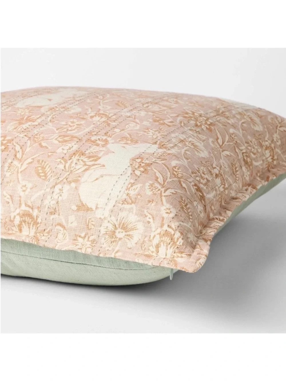 Oversized Square  Hidden Bunny Floral Coral Throw Pillow Threshold Studio McGee